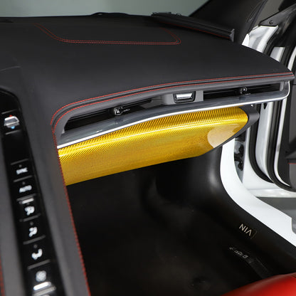 Yellow Carbon Fiber Co-pilot Storage Glove Box Trim For Corvette C8 2020-26 21