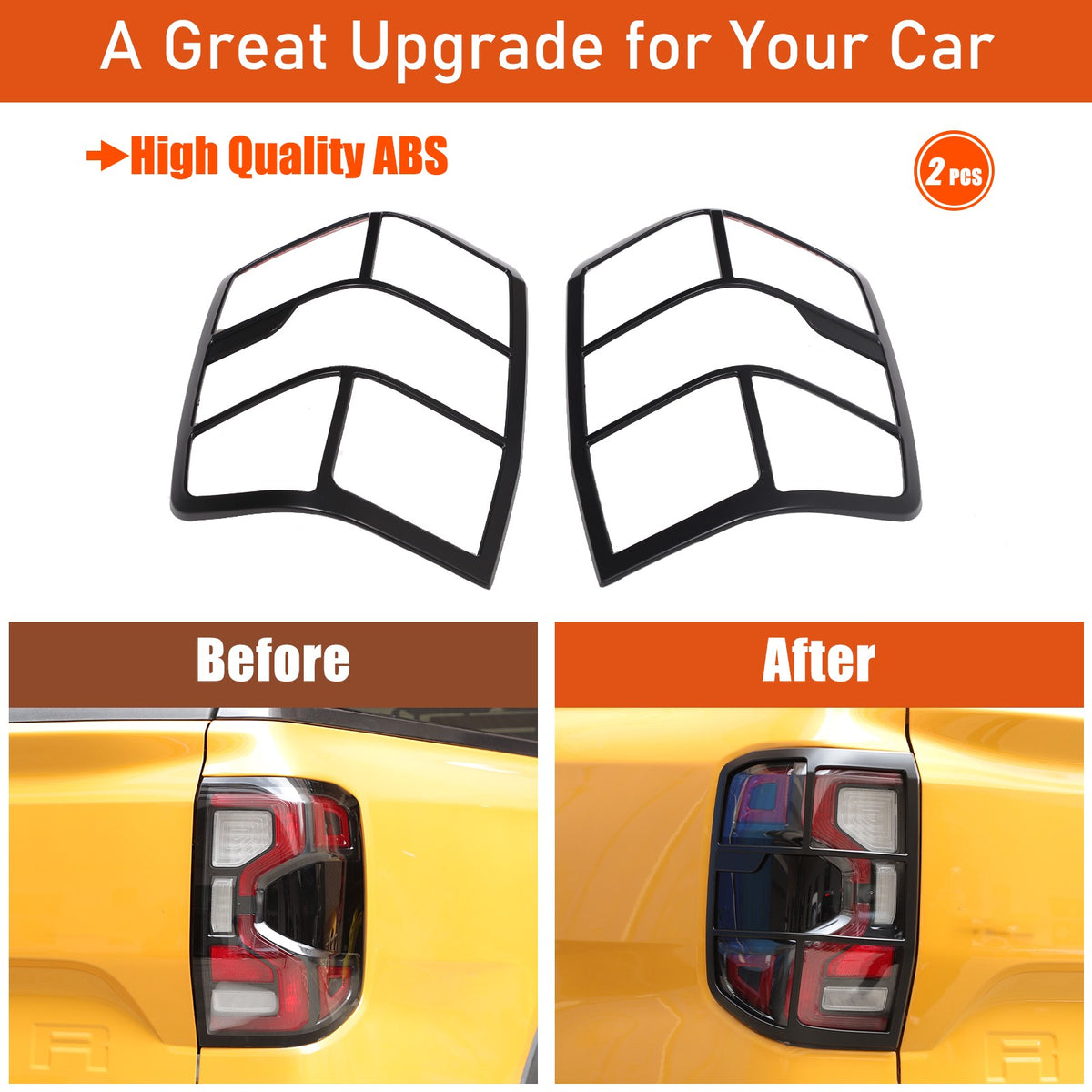 Matte Black ABS Tail Light Frame Trim For Ford Ranger T9 2023+ US 24