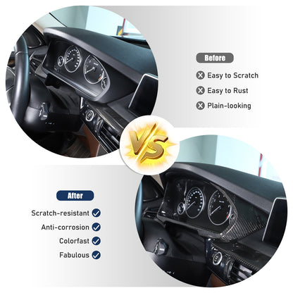 Real Carbon Fiber Dashboard Instrument Frame Cover Trim For BMW X5 F15 14-18 12