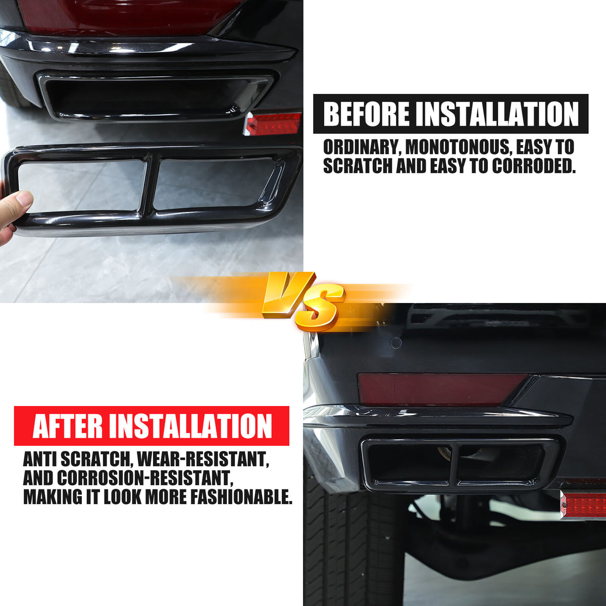 Glossy Black Rear Muffler Tail Pipe Cover Trim For Cadillac Escalade 2021-2024 9