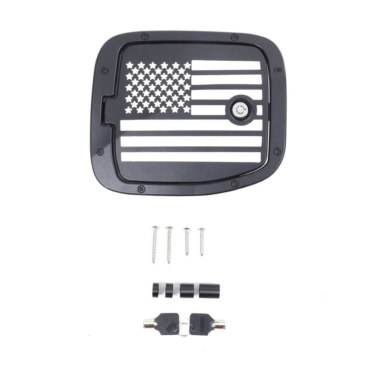 US Flag Lock Key Aluminum Gas Fuel Tank Door Cover Cap For Toyota Tacoma 2016-23 4