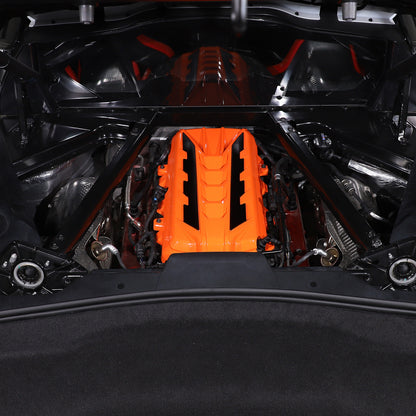 Orange Engine Bay Panel Cover Trim in Edge Black For Corvette Coupe C8 20-26 US 3