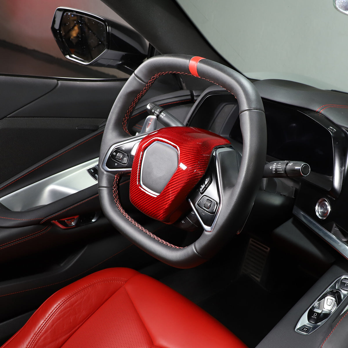 Red Real Carbon Fiber Full Interior Set Decor Trim Kit for Corvette C8 20-25 - Styles 26-30 33