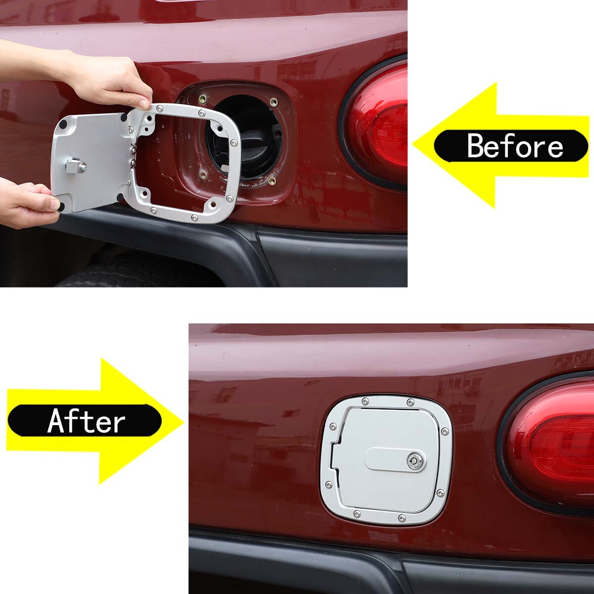 Silver Locking Fuel Door Gas Tank Cap Cover Aluminum For Toyota FJ Cruiser 07-21 3