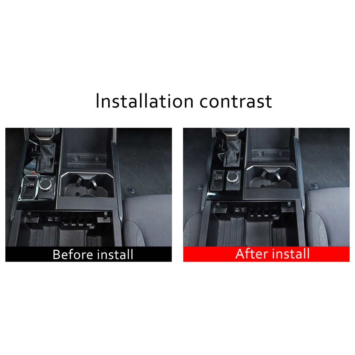 Matte Real Carbon fiber Center Front Cup Holder Cover Trim For Toyota Tundra 22+ 4