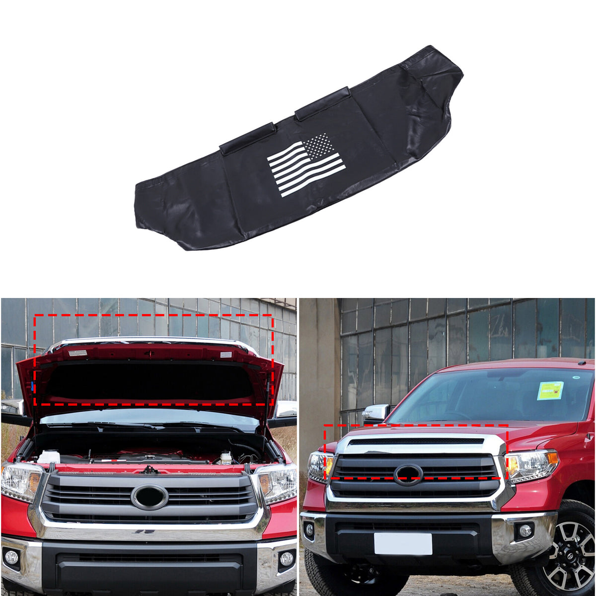 PU Leather Car Bonnet Hood Bra Wind & Bug Deflectors For Toyota Tundra 2007-21 10