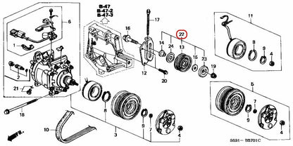 HONDA Civic Civic del Sol A/C Compressor Pulley Assembly 38950-P2K-305 OEM 3