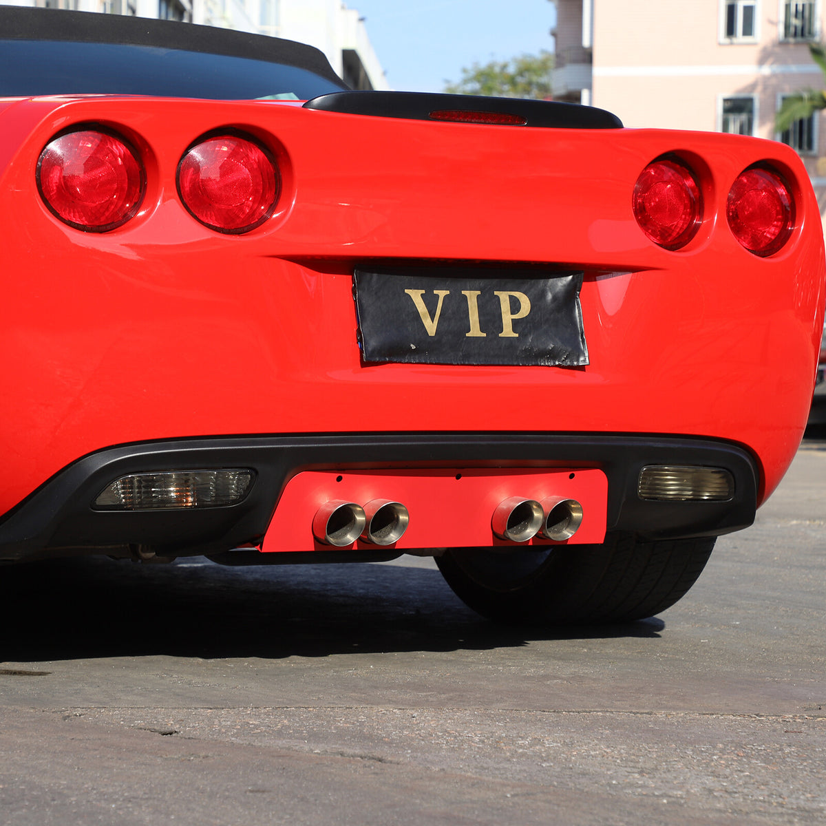Red Stainless Steel Exhaust Filler Panel trim For Corvette C6 2005-2013 20