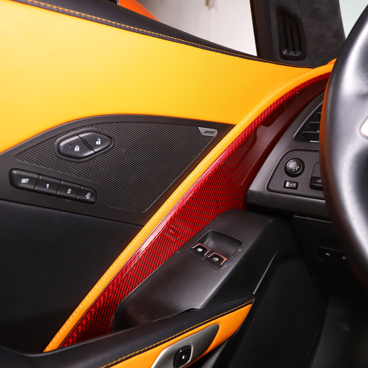 Red Real Carbon Fiber Interior Center Full Trim Set Kit For Corvette C7 2014-19 - Variants 6-10 29