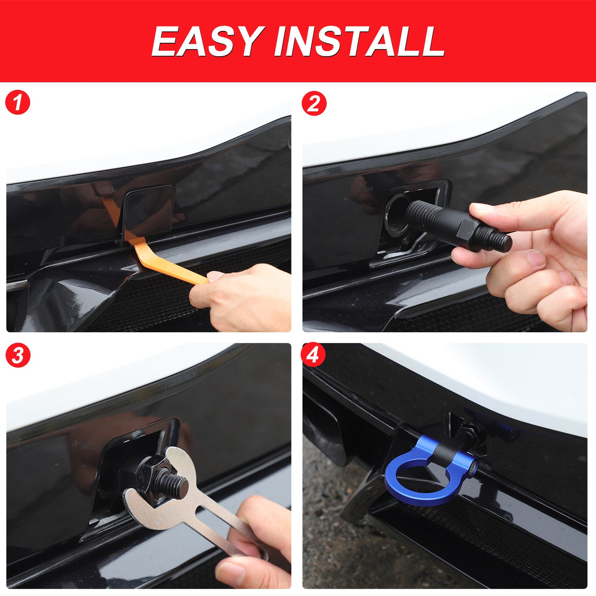 Blue Aluminum Front & Rear Track Racing Tow Hook Trailer For Corvette C8 2020+US 23