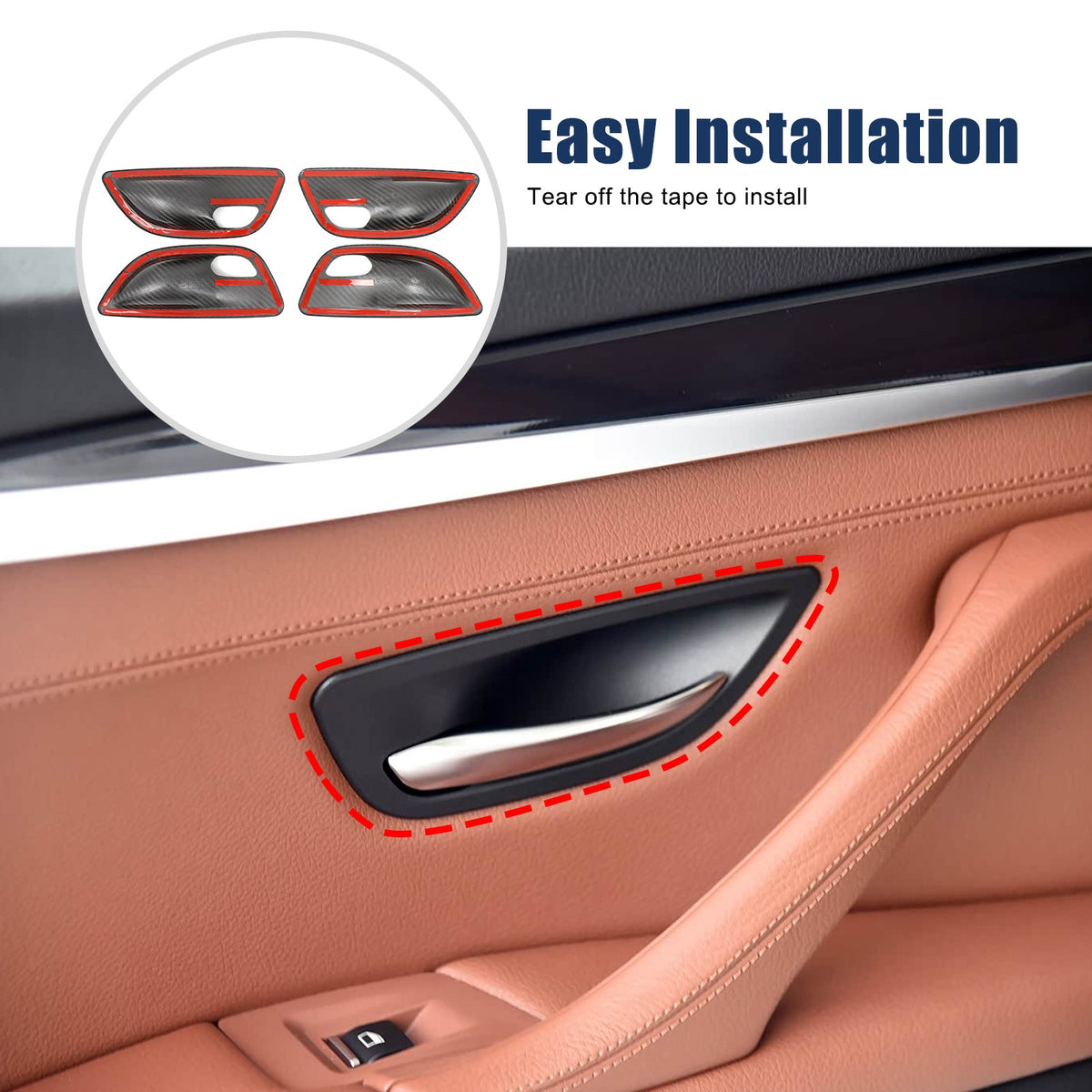 Real Carbon Fiber Inner Door Bowl Cover Trim For BMW 5 Series F10 2011-2017 16