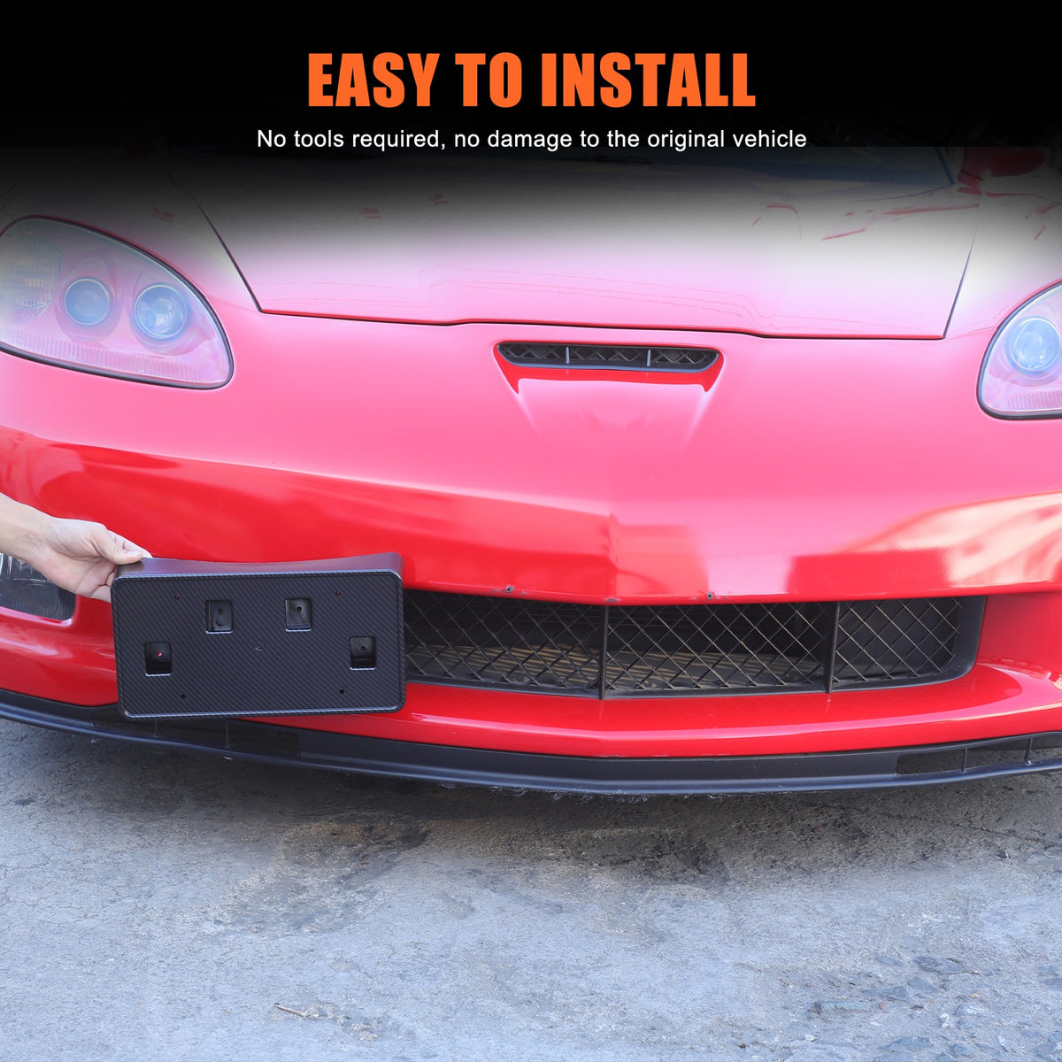 Carbon Fiber Front License Plate Bracket Holder For Corvette C6 05-13 US Version 8