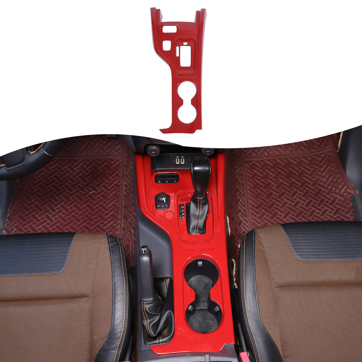 ABS Red Center Console Gear Shift Panel Trim For Ford Ranger T7 T8 2015-2021 1