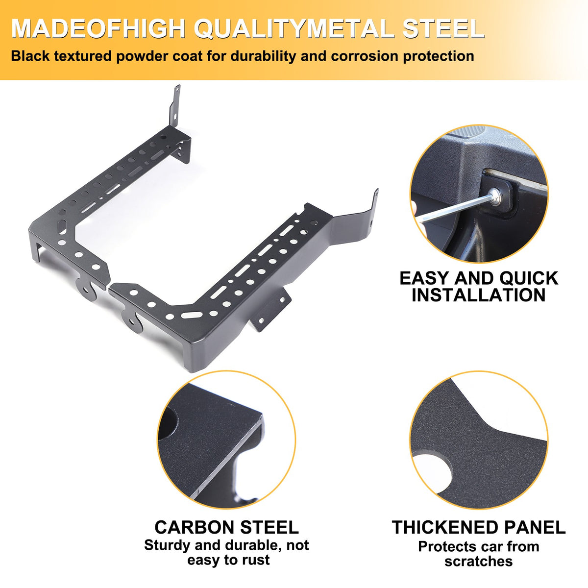 Black Steel L-Shaped Truck Bed Reinforcement Bracket For Toyota Tundra 2022+ 5