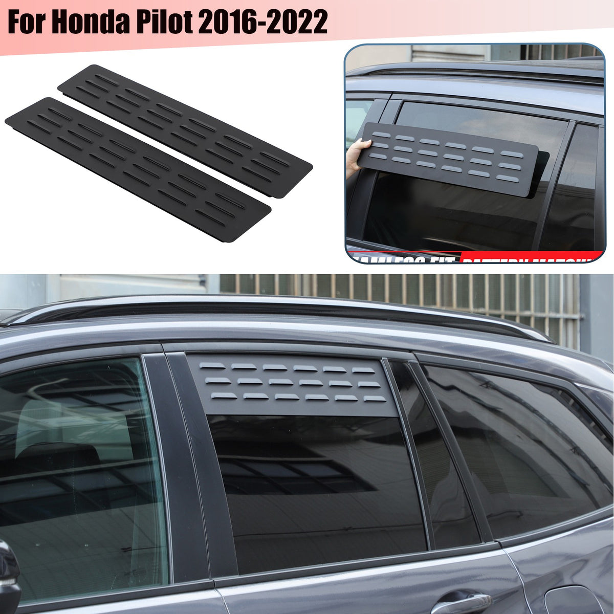 Aluminum Rear Door Window Louver Air Vent Panel Trim For Honda Pilot 2016-2022 1