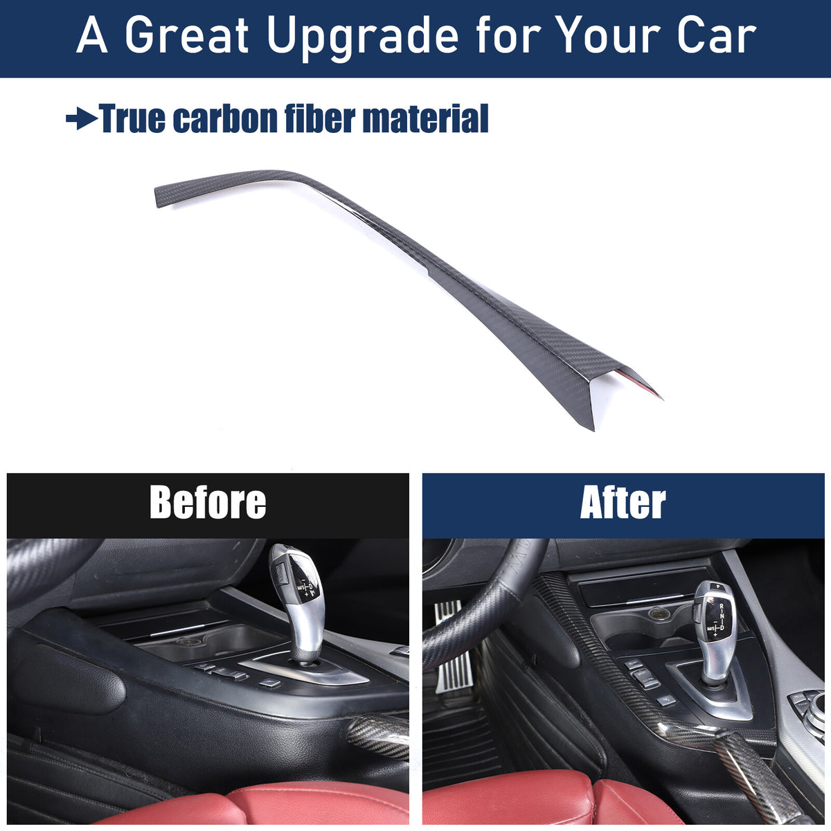 Real Carbon Fiber Gear Shift Side Trim L Strip For BMW 2 Series F22 F23 2014-19 18