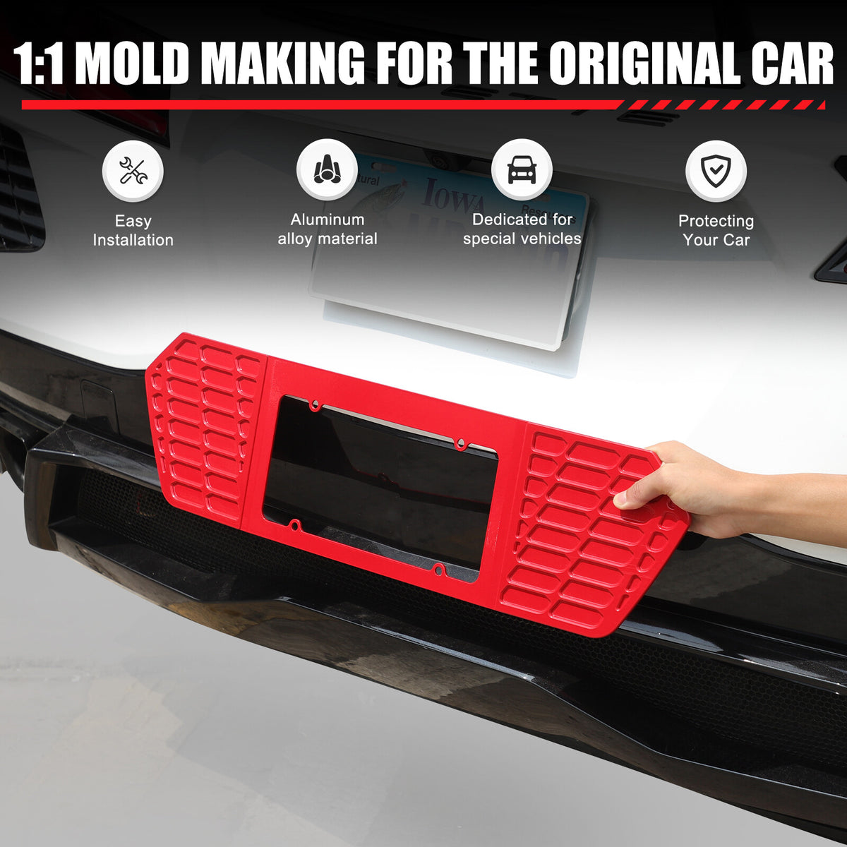 Alloy Rear License Plate Filler Trim Cover For Corvette C8 Stingray Z51 20+ 28