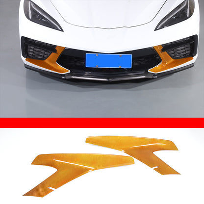 Yellow Carbon Fiber Front Bumper Grille Bezel Cover For Corvette C8 Z51 2020-26 18