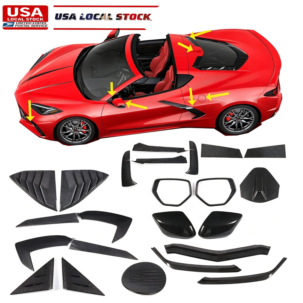 Car Exterior Full Cover Trim Kit Accessories For Corvette C8 Coupe 2020-25 1