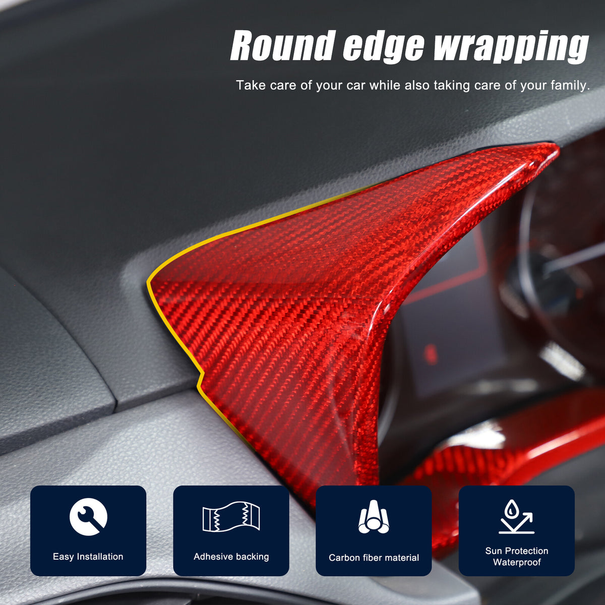 Red Real Carbon Fiber Center Dashboard Trim For Subaru Crosstrek 24+ 15