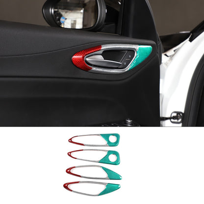 Tri-Color Real Carbon Fiber Inner Door Handle Trim For Alfa Romeo Giulia 2017-20 1