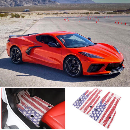 US Flag Car Floor Mats Cargo Carpets Foot Pads For Corvette C8 2020-2026 20