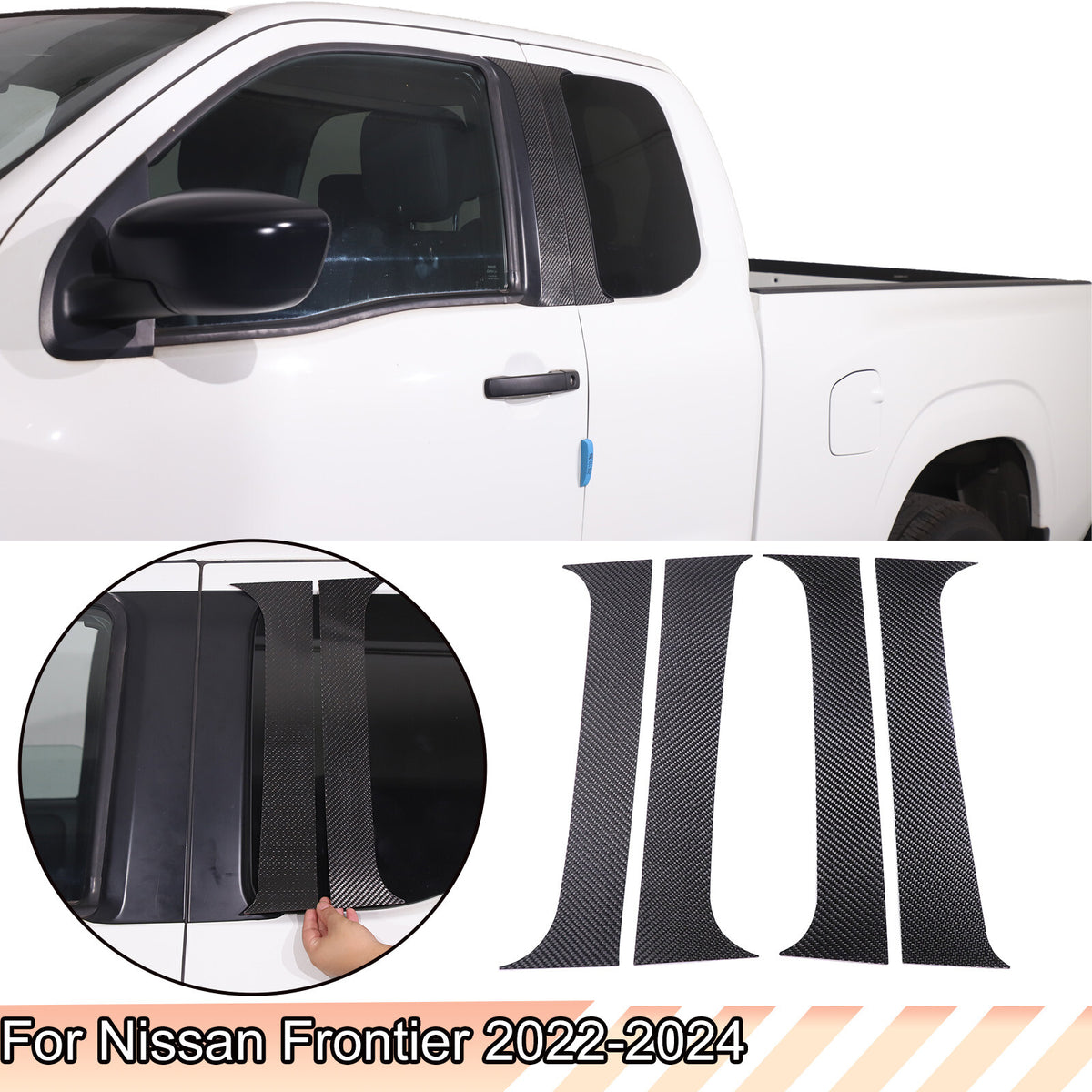 Carbon Fiber Center Door Pillar Post Trim Cover For Nissan Frontier D41 2024+ 1