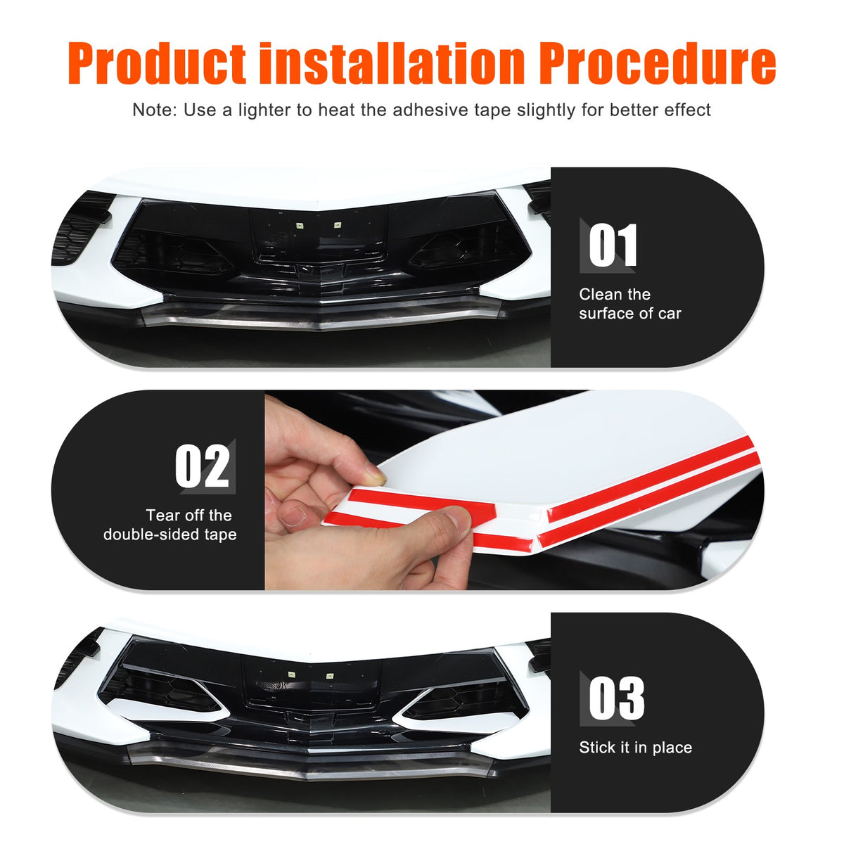 White ABS Front Bumper Center Grille Frame Trim For Corvette C8 2020+ 4