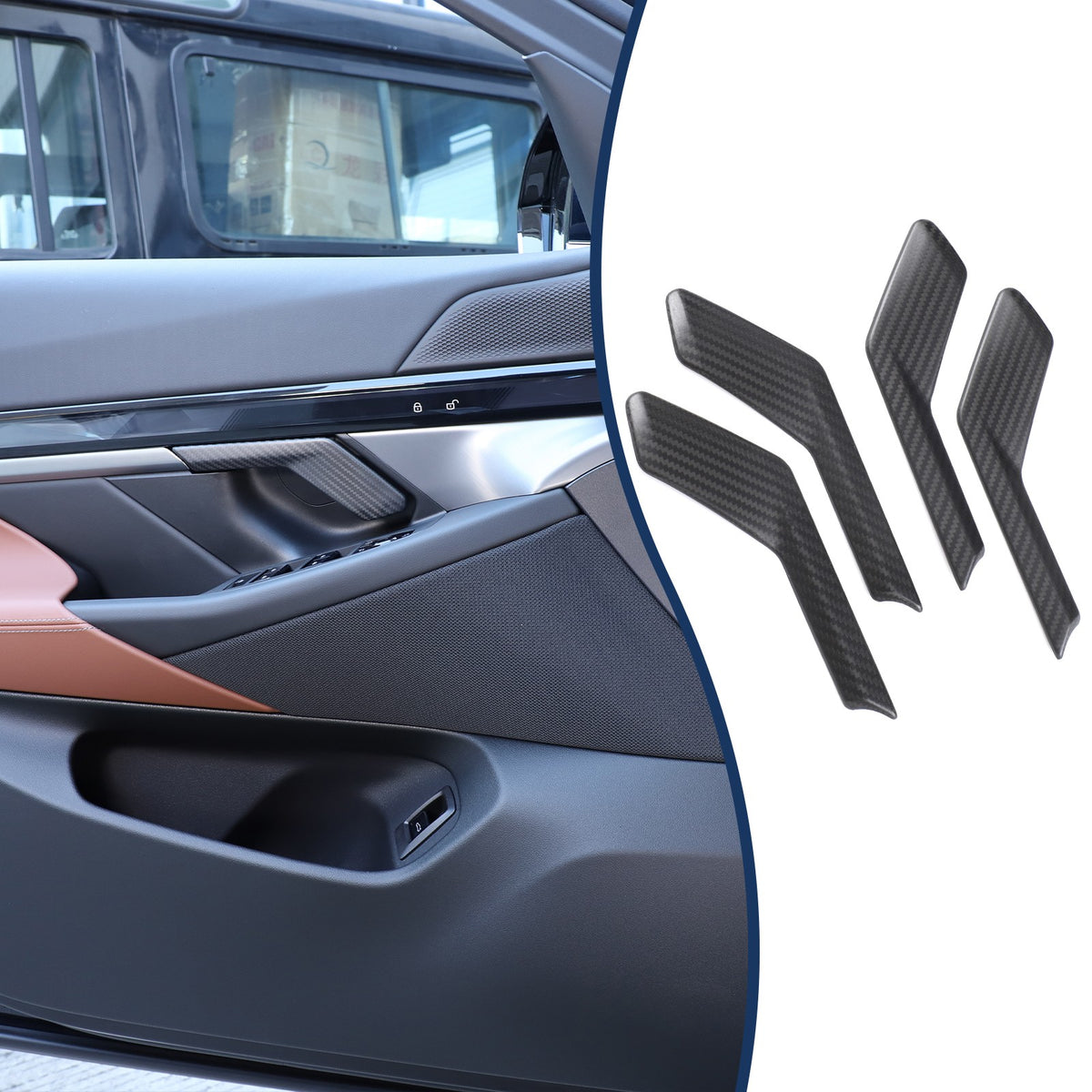 Matte Real Carbon Fiber Inner Door Handle Cover Trim For BMW 5 Series G60 2024+ 12