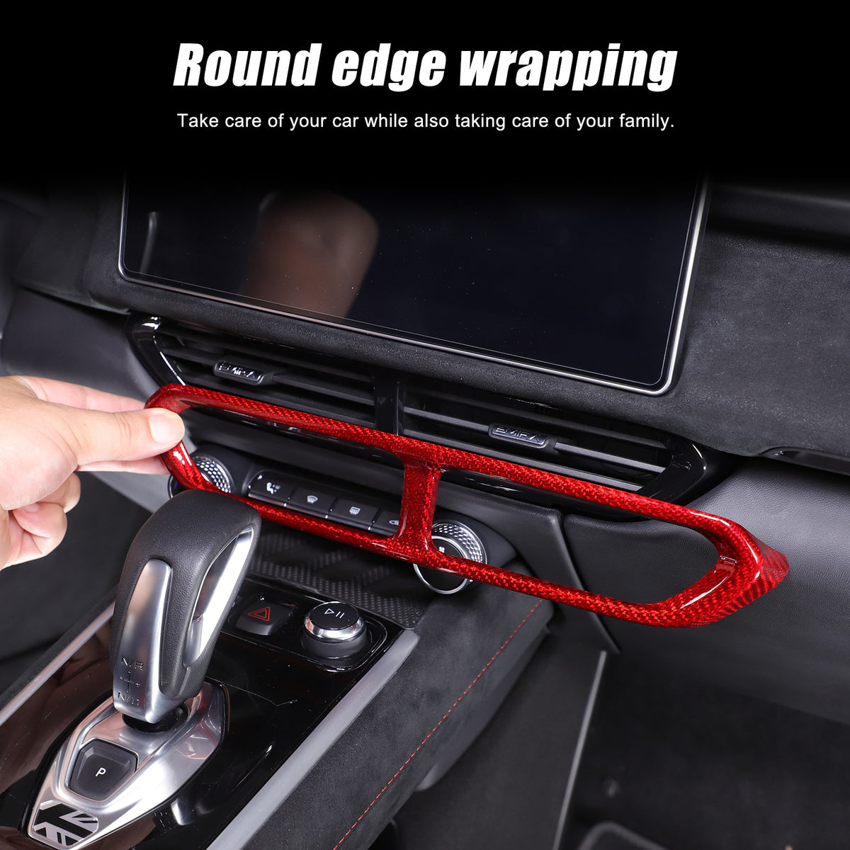Red Real Carbon Fiber Center Console Air Vent Panel Trim For Lotus EMIRA 2021-25 4