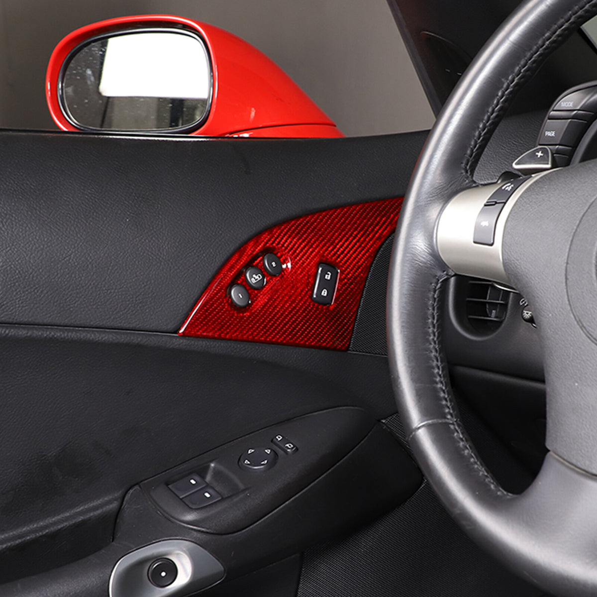 Red Real Carbon Fiber Interior Door Lock Panel Trim For Corvette C6 2005-2013 5