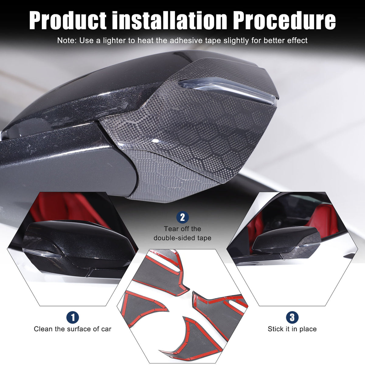 Honeycomb Carbon Fiber Rearview Mirror Base Cover Trim For Corvette C8 2020-2026 10