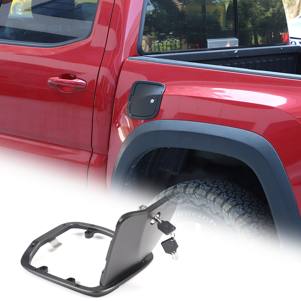 Steel Locking Fuel Door Gas Tank Cap Cover Lock Key For Toyota Tacoma 2016-23 10