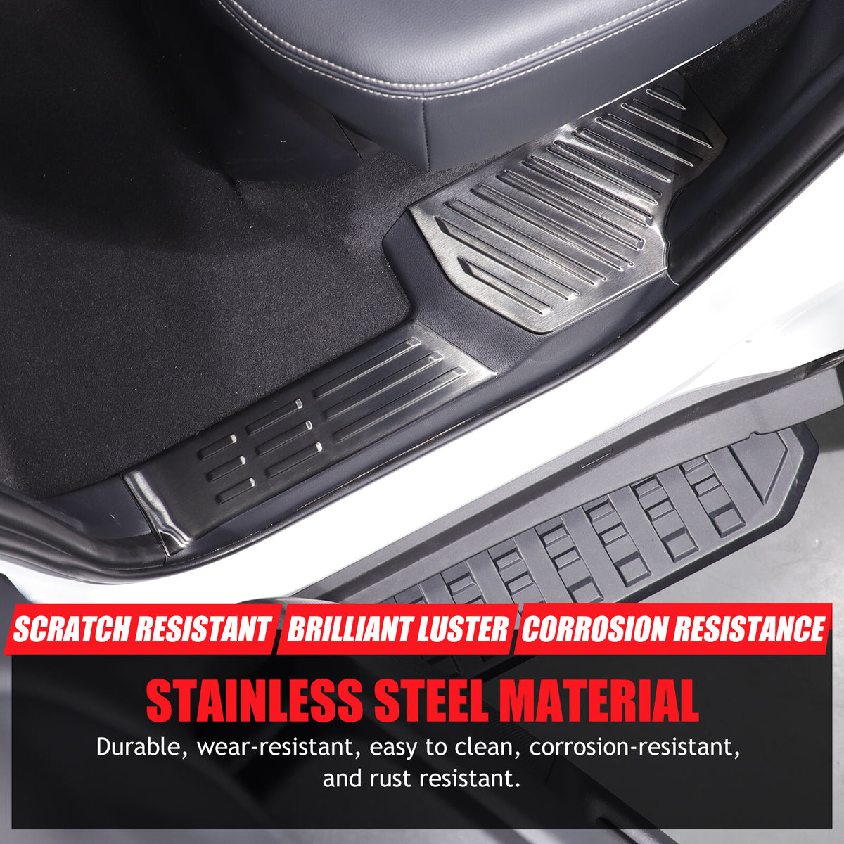 Black Interior Door Sill Guard Protector Cover For Toyota Land Cruiser LC250 US 14