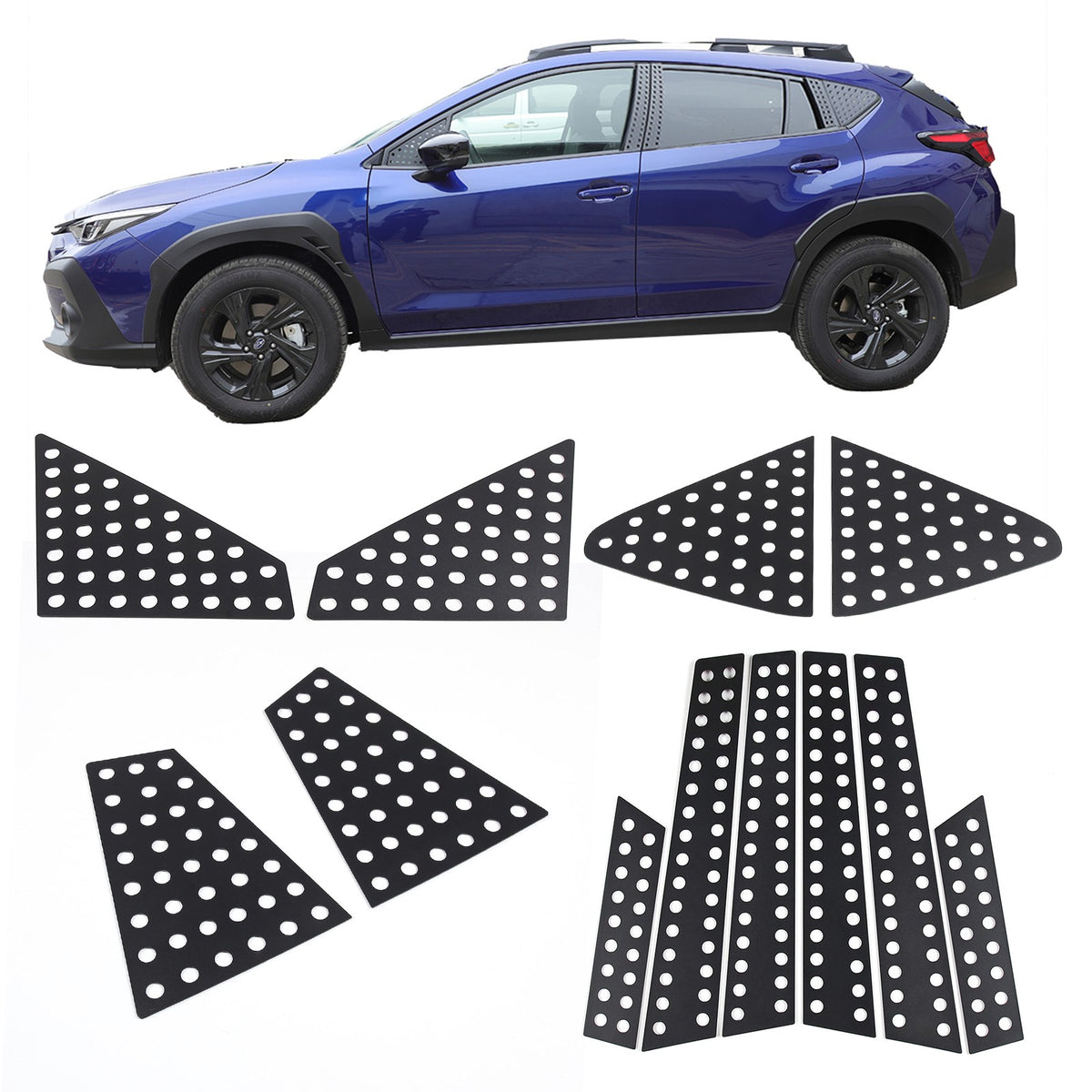 Exterior Rear Quarter Door Window Pillar Trim Kit For Subaru Crosstrek 2024+ 1