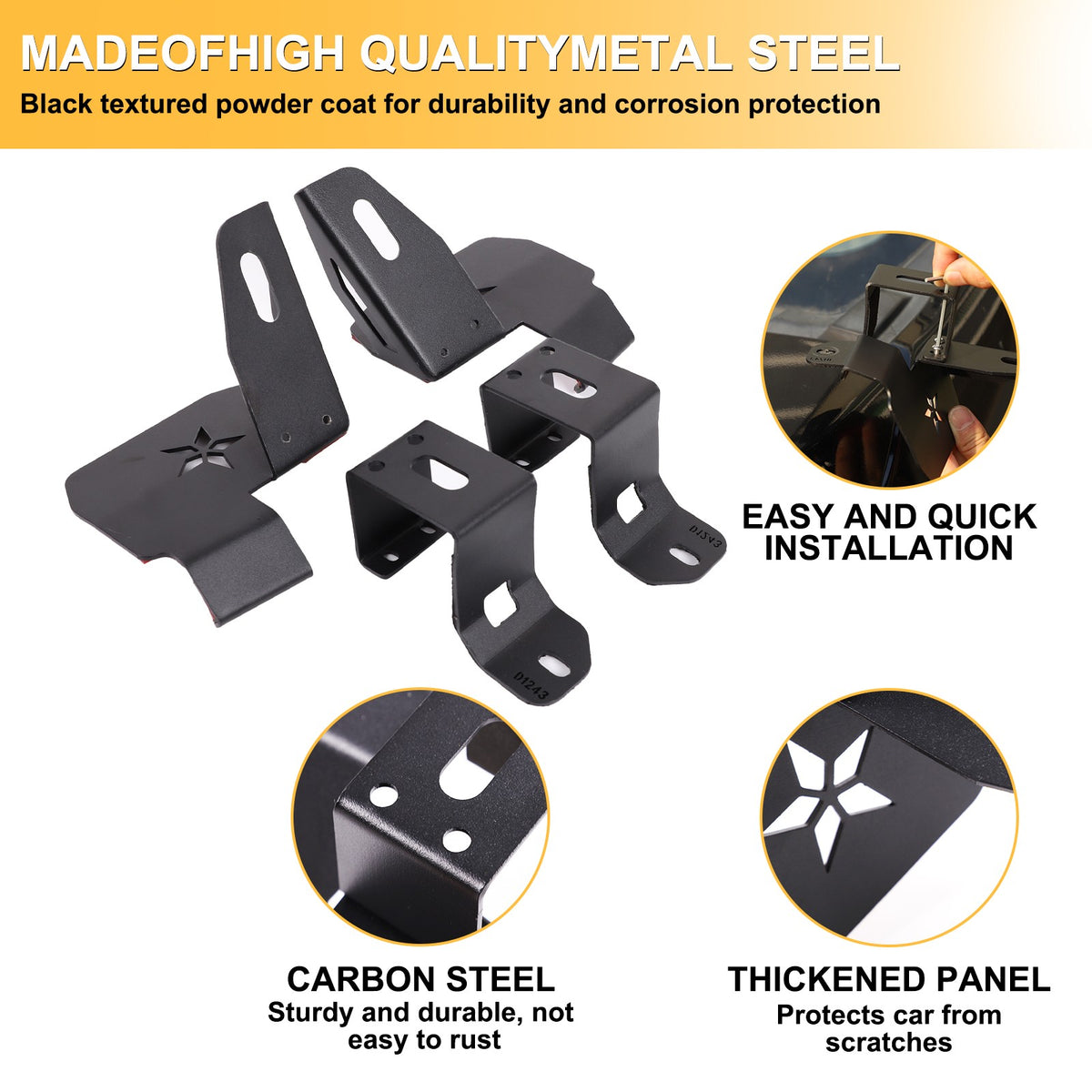 Carbon Steel A-Pillar Light Mount Bracket For Ford Ranger T7 2015-2021 24