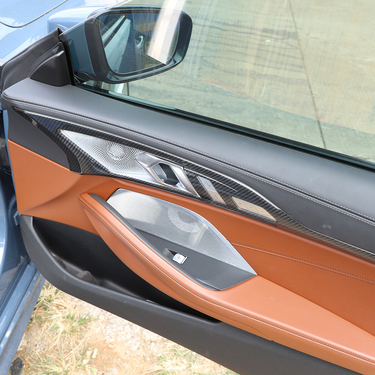 Carbon Fiber Door Handle Panel Trim Cover For BMW 8 Series 840i 850i 2019-22 3