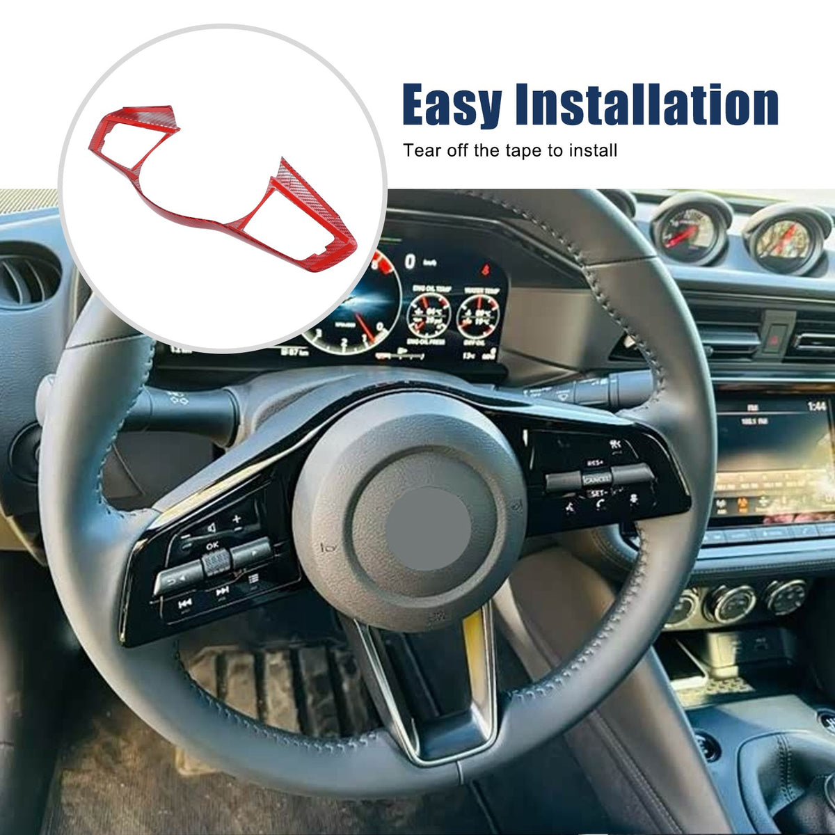 Red Real Carbon Fiber Steering Wheel Button Trim For Nissan 400Z Z34 17