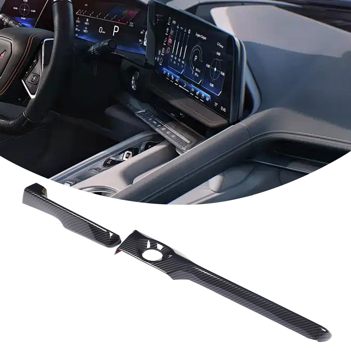 ABS Carbon Fiber Steering Wheel Side Dashboard Trim For Corvette C8 2026+ US 4