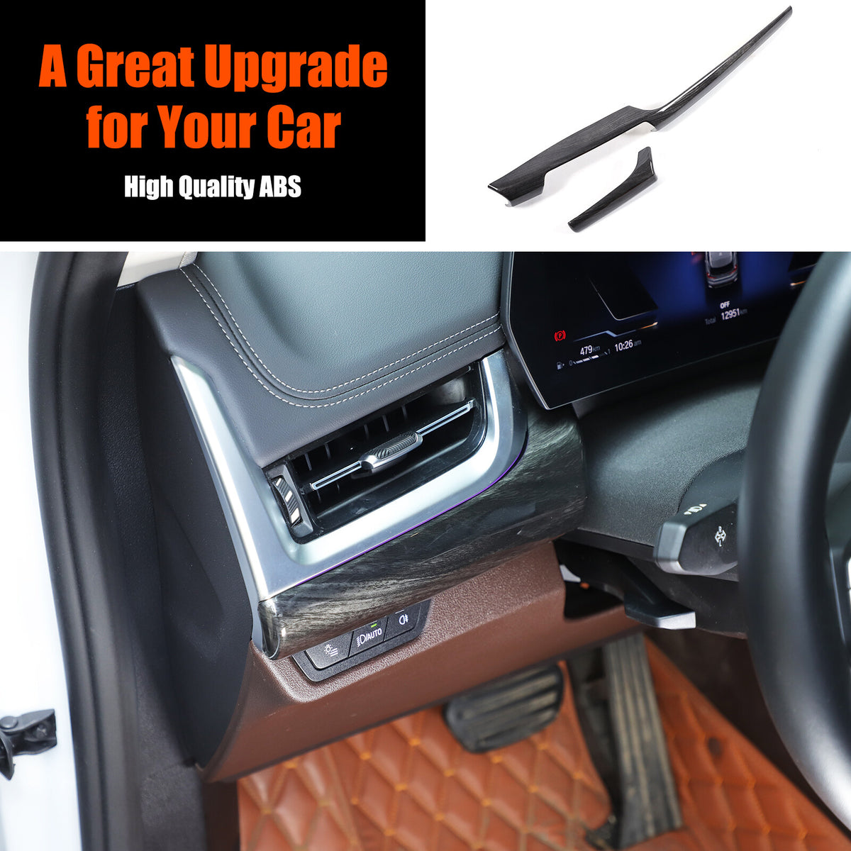Black Grain Center Console Dashboard Cover Trim for BMW X1 U11 2023-2025 US 12