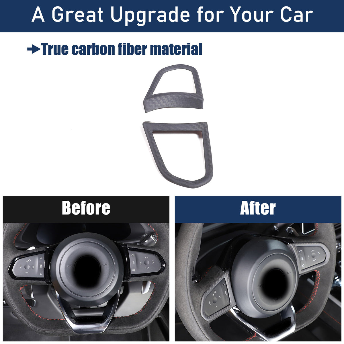 Matte Real Carbon Fiber Steering Wheel Button Cover Trim For Lotus EMIRA 21-25 11