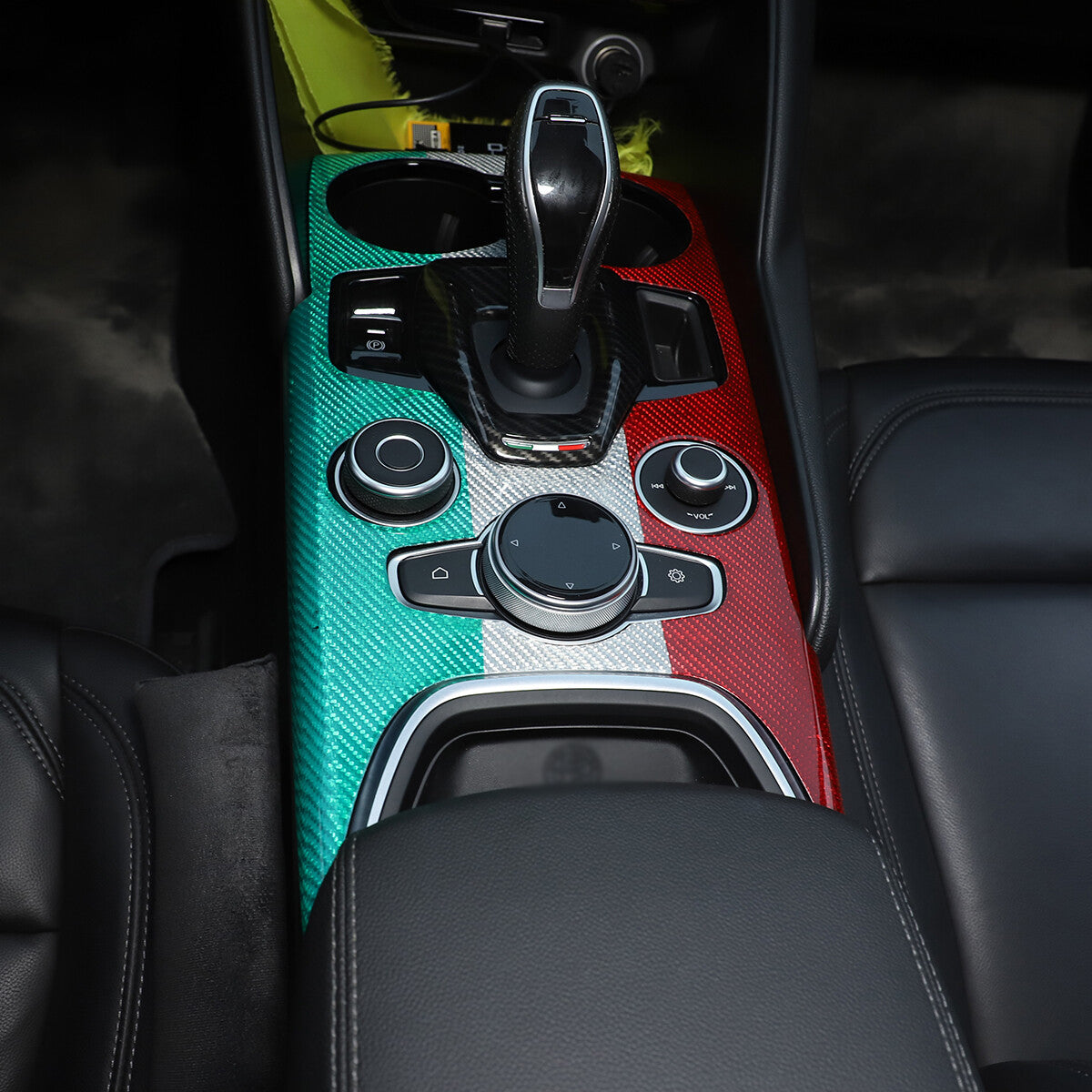 Real Carbon Fiber Car Gear Shift Panel Cover Trim For Alfa Romeo Giulia 20-22 6