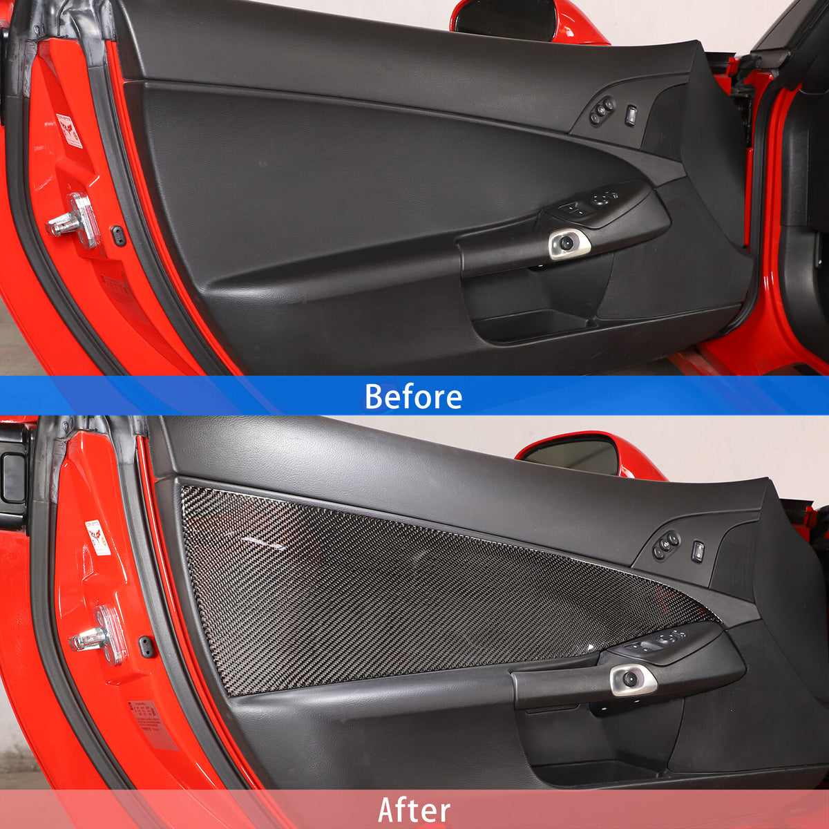 Soft Carbon Fiber Interior Anti-kick Door Panel Sticker For Corvette C6 2005-13 10