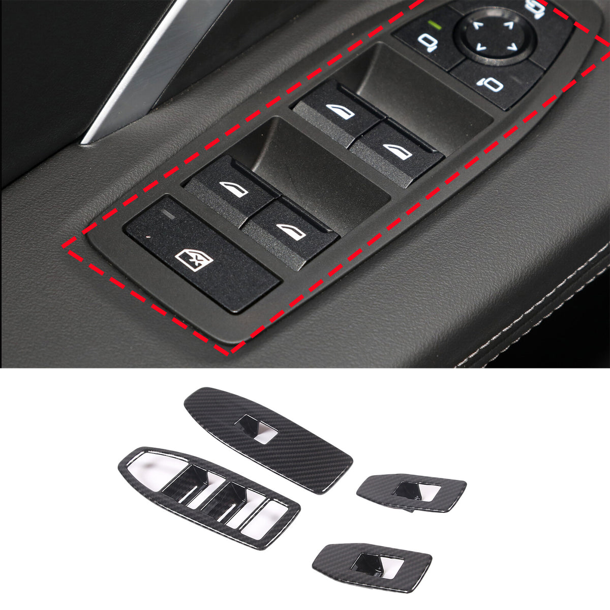 ABS Carbon Fiber Center Console Gear Panel Cover Trim Set for BMW X1 U11 2023+ 3