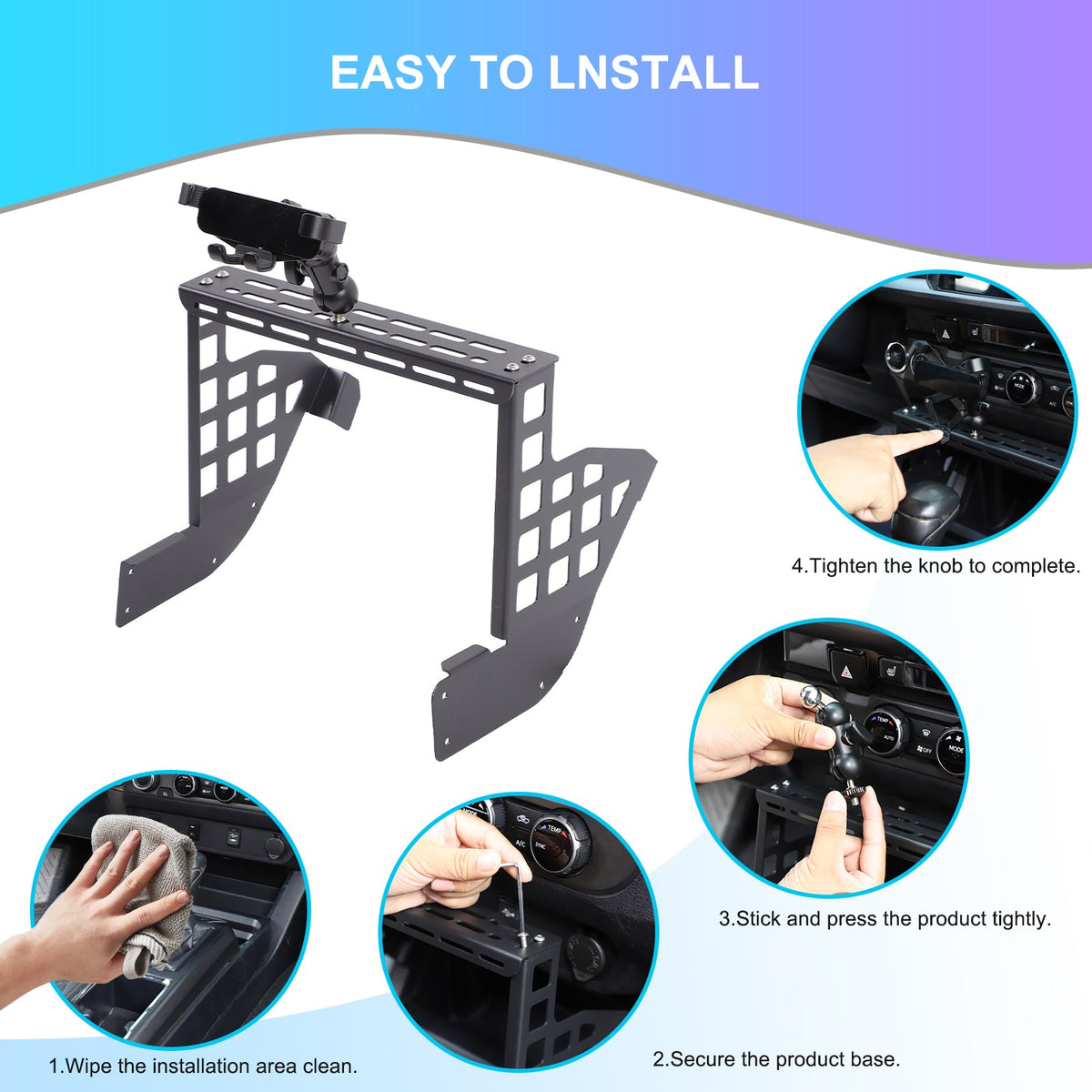 Center Multifunctional Expanding Phone Mount Bracket For Toyota Tacoma 2016-2022 23