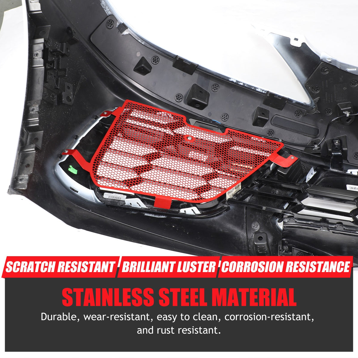 Red Stainless Steel Front Grille Insect Screen Trim For Corvette C8 2020+ 8