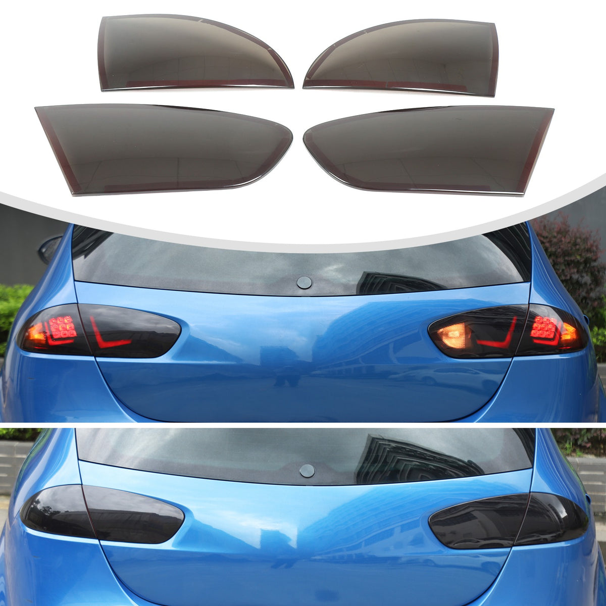 Transparent Gray Smoked Tail Light Trim Cover For Seat Leon MK2 1P1 2008-2012 6