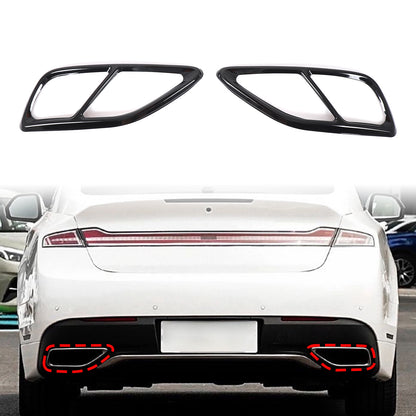 Stainless Steel Glossy Black Quad Exhaust Tailpipe Trim For Lincoln MKZ 2017-21 1
