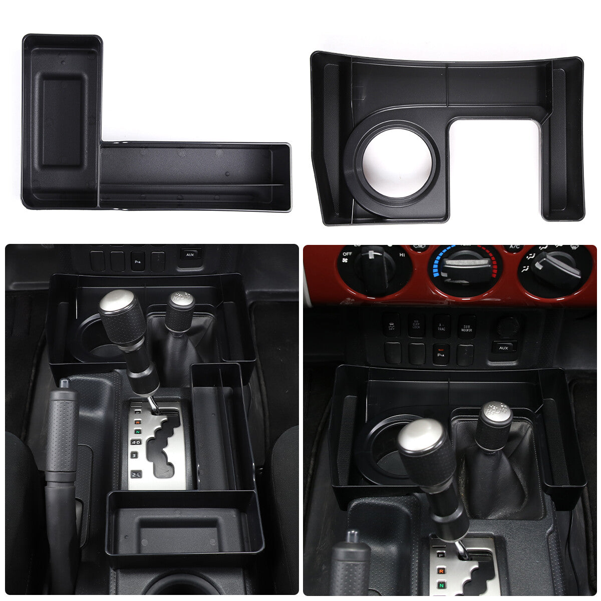 L & U Shape Gear Shift Storage Box Tray Organizer For Toyota FJ Curiser 07-21 1