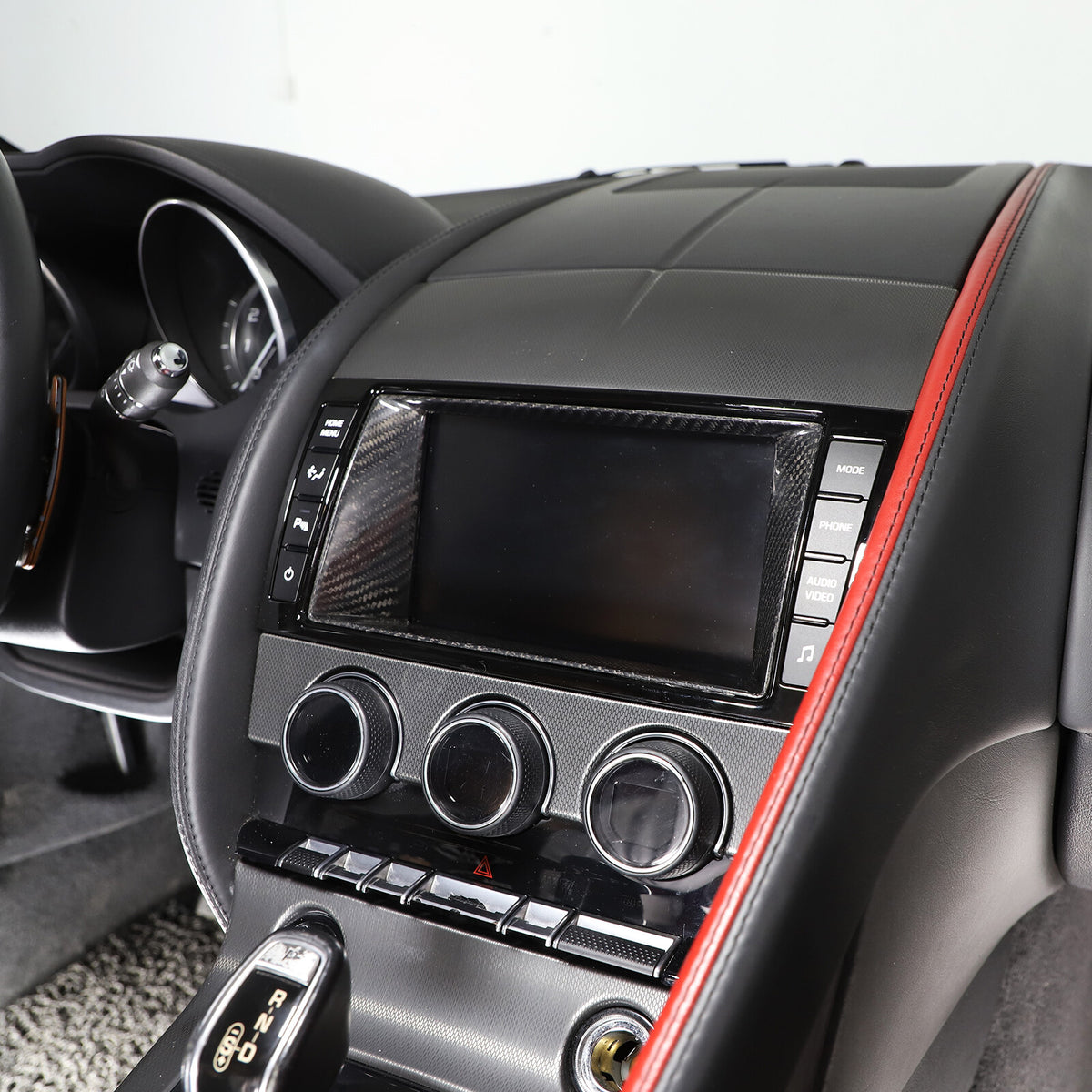 Real Carbon Fiber Touch Display Navigation Screen Cover For Jaguar F-TYPE 13-18 15
